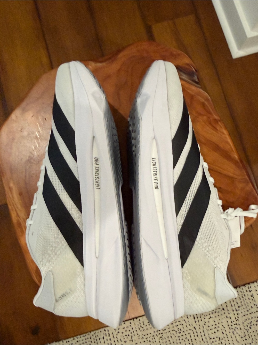 adidas adizeroSL Men's White Sneakers with Black Three-Stripes - Picture 3 of 3